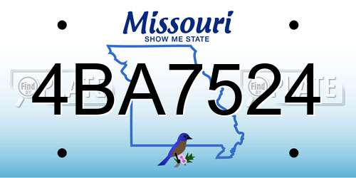 4BA7524 Missouri License Plate