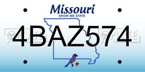 4BAZ574 Missouri License Plate