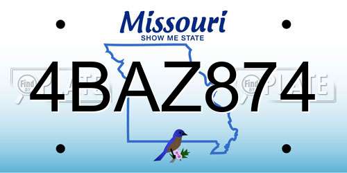 4BAZ874 Missouri License Plate