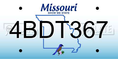 4BDT367 Missouri License Plate