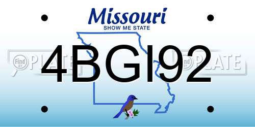 4BGI92 Missouri License Plate