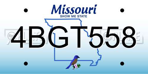 4BGT558 Missouri License Plate