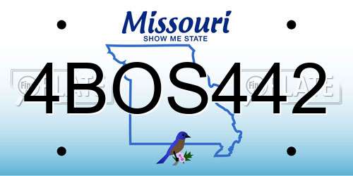 4BOS442 Missouri License Plate