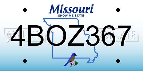 4BOZ367 Missouri License Plate