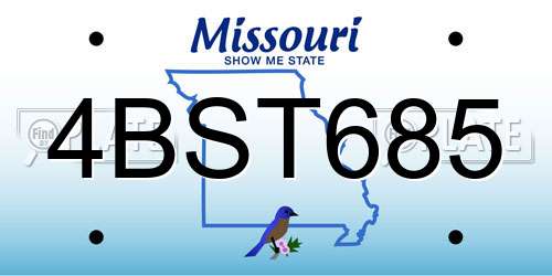 4BST685 Missouri License Plate