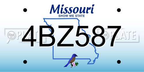 4BZ587 Missouri License Plate