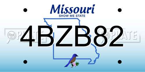 4BZB82 Missouri License Plate