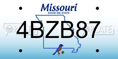 4BZB87 Missouri License Plate