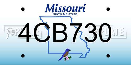 4CB730 Missouri License Plate