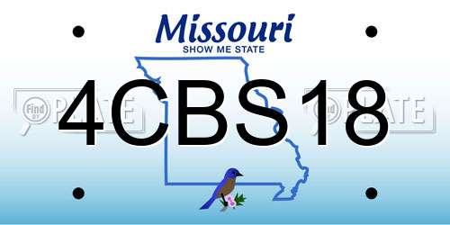 4CBS18 Missouri License Plate