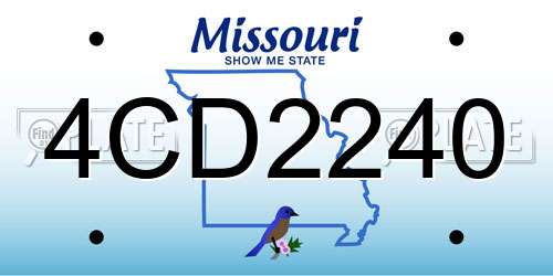 4CD2240 Missouri License Plate