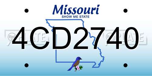 4CD2740 Missouri License Plate