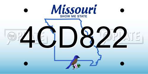 4CD822 Missouri License Plate