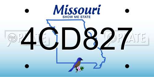 4CD827 Missouri License Plate