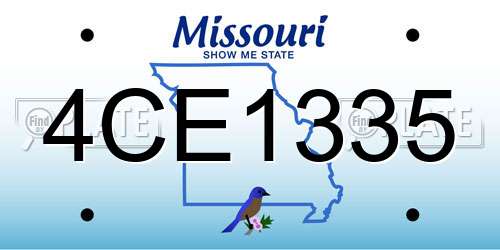 4CE1335 Missouri License Plate
