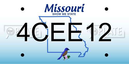 4CEE12 Missouri License Plate