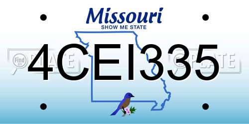 4CEI335 Missouri License Plate