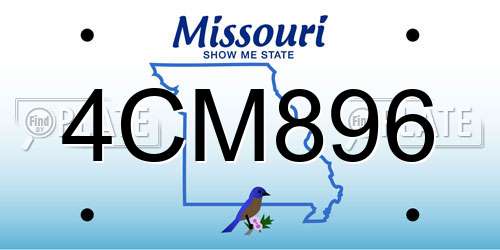 4CM896 Missouri License Plate