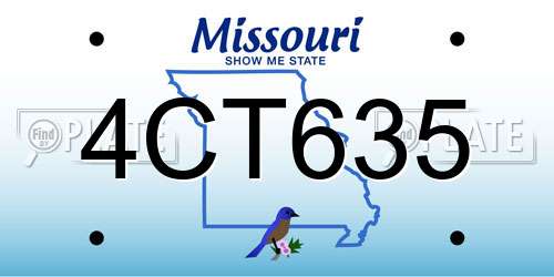 4CT635 Missouri License Plate
