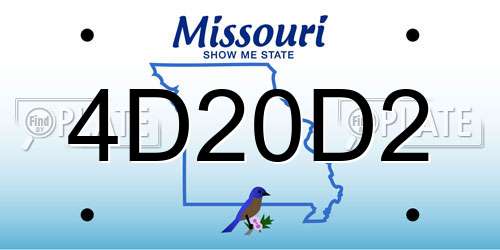 4D20D2 Missouri License Plate