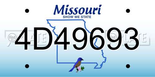 4D49693 Missouri License Plate