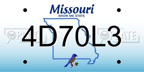 4D70L3 Missouri License Plate