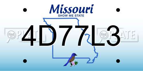 4D77L3 Missouri License Plate