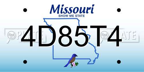 4D85T4 Missouri License Plate