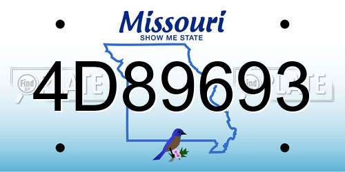 4D89693 Missouri License Plate