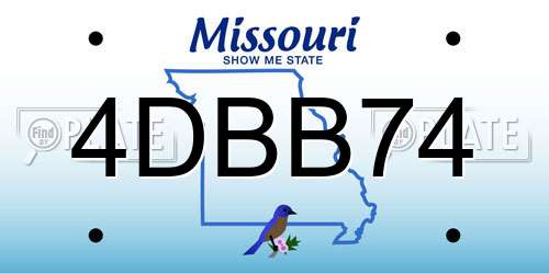 4DBB74 Missouri License Plate