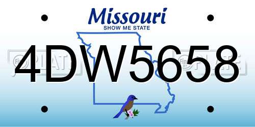 4DW5658 Missouri License Plate