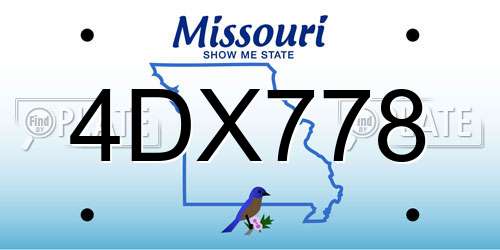 4DX778 Missouri License Plate