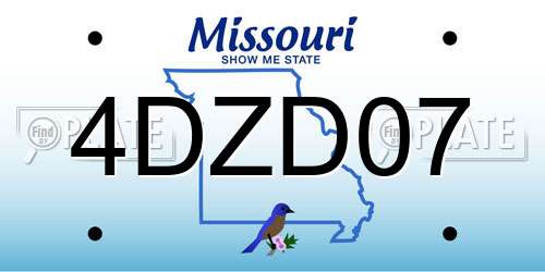 4DZD07 Missouri License Plate