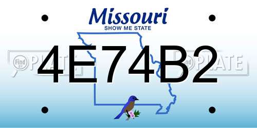 4E74B2 Missouri License Plate