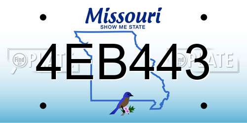 4EB443 Missouri License Plate