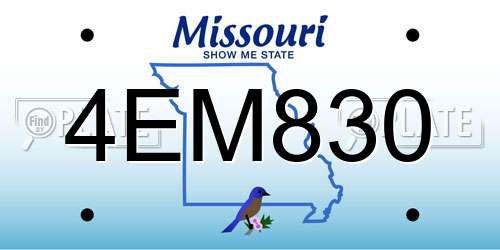 4EM830 Missouri License Plate