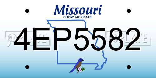 4EP5582 Missouri License Plate