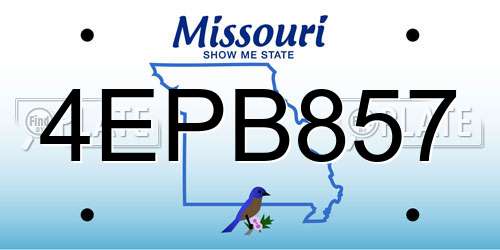 4EPB857 Missouri License Plate