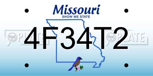 4F34T2 Missouri License Plate