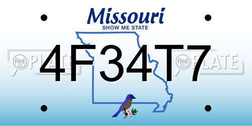 4F34T7 Missouri License Plate