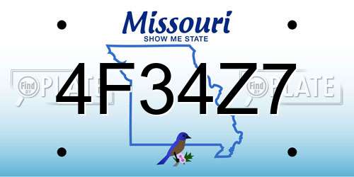4F34Z7 Missouri License Plate