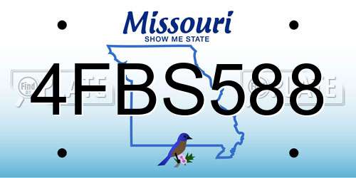 4FBS588 Missouri License Plate