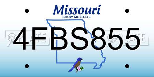4FBS855 Missouri License Plate