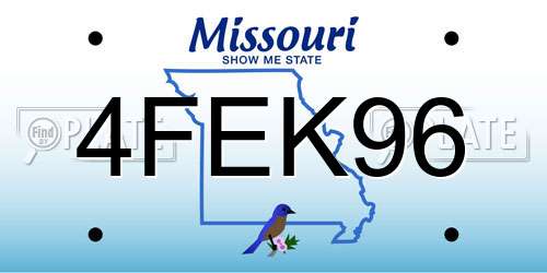 4FEK96 Missouri License Plate