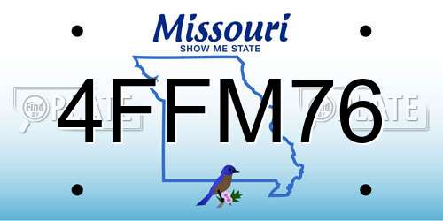 4FFM76 Missouri License Plate