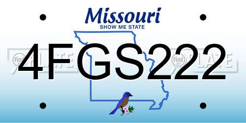 4FGS222 Missouri License Plate