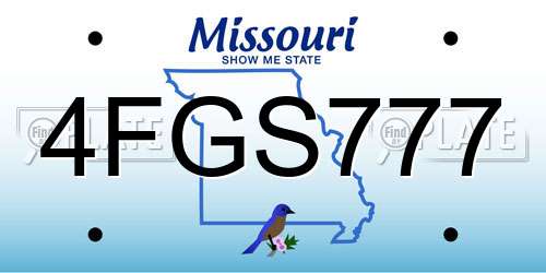 4FGS777 Missouri License Plate