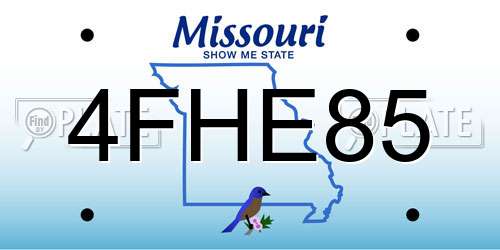 4FHE85 Missouri License Plate