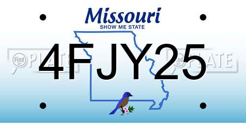 4FJY25 Missouri License Plate