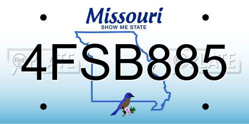 4FSB885 Missouri License Plate